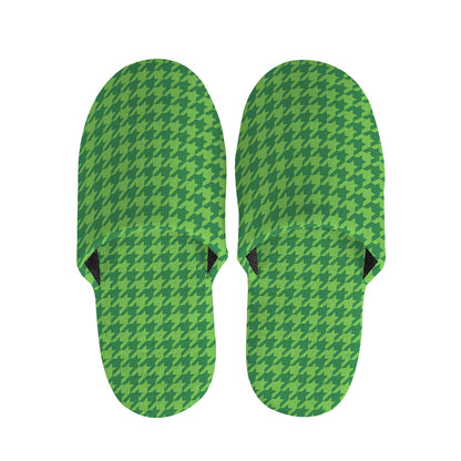 Green Houndstooth Pattern Print Slippers