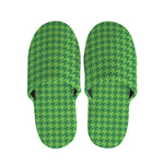 Green Houndstooth Pattern Print Slippers