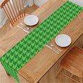 Green Houndstooth Pattern Print Table Runner