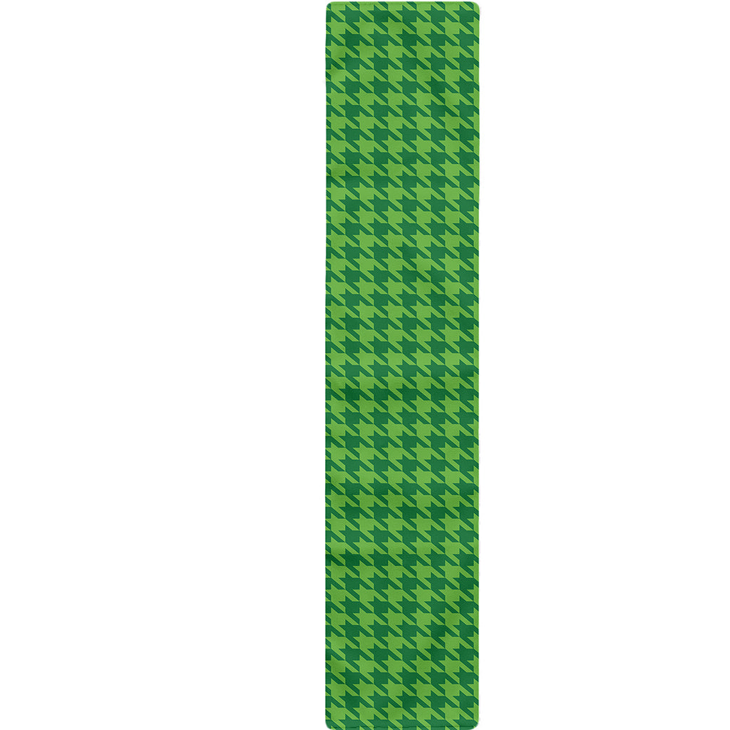 Green Houndstooth Pattern Print Table Runner