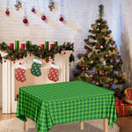 Green Houndstooth Pattern Print Tablecloth