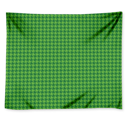 Green Houndstooth Pattern Print Tapestry