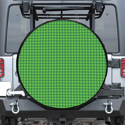 Green Houndstooth Pattern Print Tire Cover