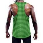 Green Houndstooth Pattern Print Training Tank Top