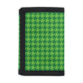 Green Houndstooth Pattern Print Trifold Wallet