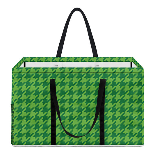 Green Houndstooth Pattern Print Utility Tote Bag