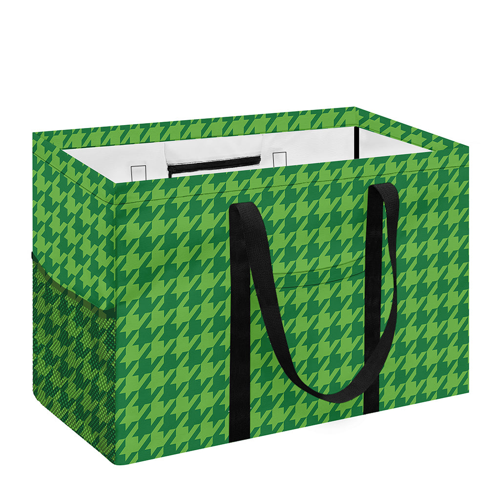 Green Houndstooth Pattern Print Utility Tote Bag