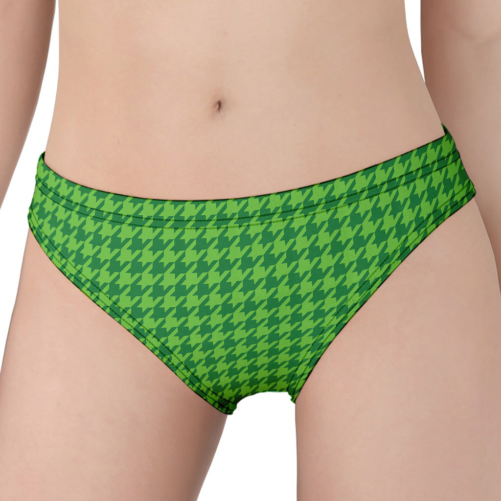 Green Houndstooth Pattern Print Women's Panties