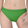 Green Houndstooth Pattern Print Women's Thong