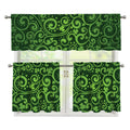 Green Irish Saint Patrick's Day Print 3 Piece Kitchen Curtains
