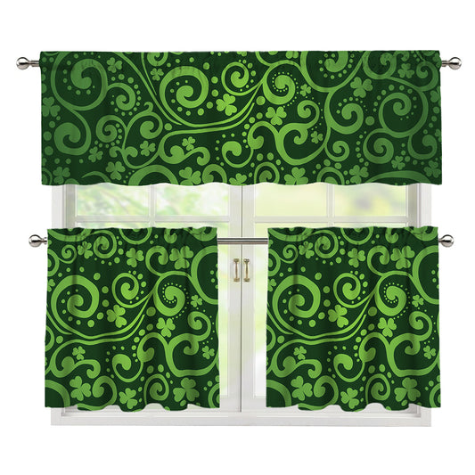 Green Irish Saint Patrick's Day Print 3 Piece Kitchen Curtains