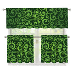 Green Irish Saint Patrick's Day Print 3 Piece Kitchen Curtains