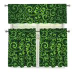 Green Irish Saint Patrick's Day Print 3 Piece Kitchen Curtains