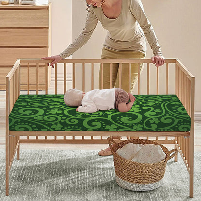 Green Irish Saint Patrick's Day Print Baby Crib Sheet