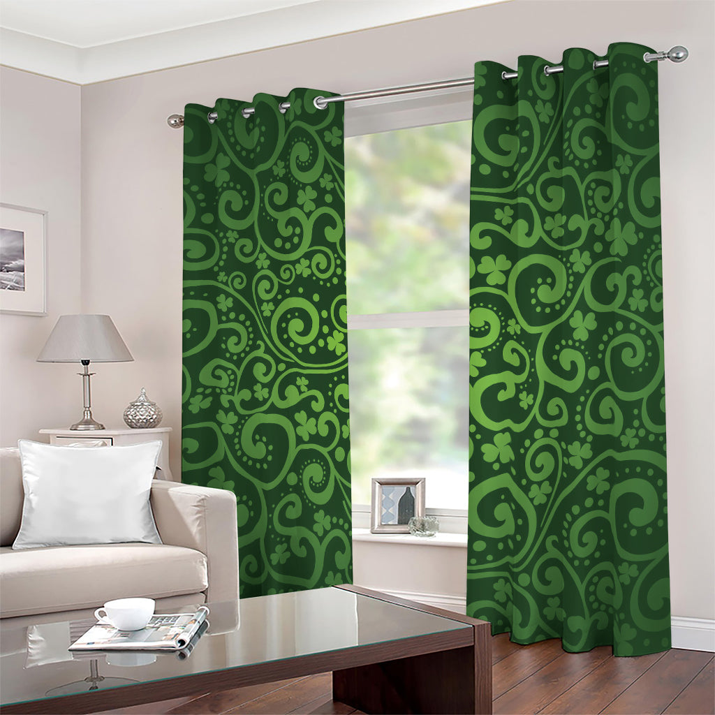 Green Irish Saint Patrick's Day Print Blackout Grommet Curtains