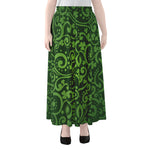 Green Irish Saint Patrick's Day Print Chiffon Maxi Skirt