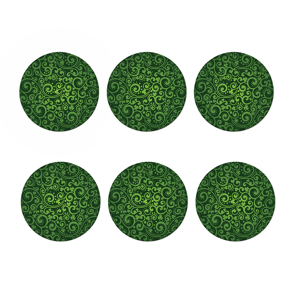 Green Irish Saint Patrick's Day Print Coaster Set