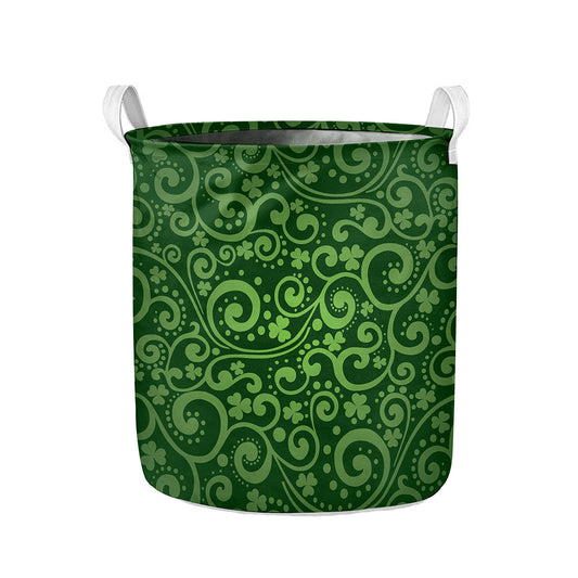 Green Irish Saint Patrick's Day Print Collapsible Laundry Basket