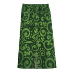 Green Irish Saint Patrick's Day Print Cotton Front Slit Maxi Skirt
