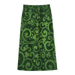 Green Irish Saint Patrick's Day Print Cotton Front Slit Maxi Skirt