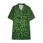 Green Irish Saint Patrick's Day Print Cotton Hawaiian Shirt