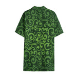 Green Irish Saint Patrick's Day Print Cotton Hawaiian Shirt