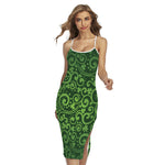 Green Irish Saint Patrick's Day Print Cross Back Cami Dress