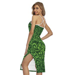 Green Irish Saint Patrick's Day Print Cross Back Cami Dress
