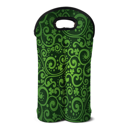 Green Irish Saint Patrick's Day Print Double Neoprene Wine Tote