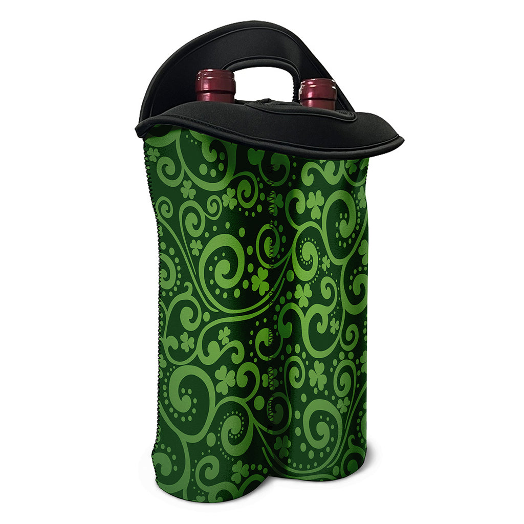 Green Irish Saint Patrick's Day Print Double Neoprene Wine Tote