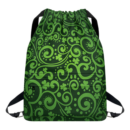 Green Irish Saint Patrick's Day Print Drawstring Backpack