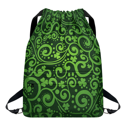 Green Irish Saint Patrick's Day Print Drawstring Backpack