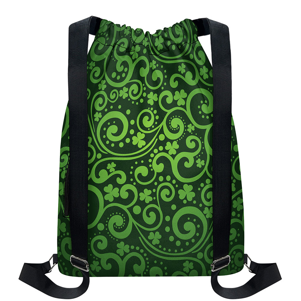 Green Irish Saint Patrick's Day Print Drawstring Backpack