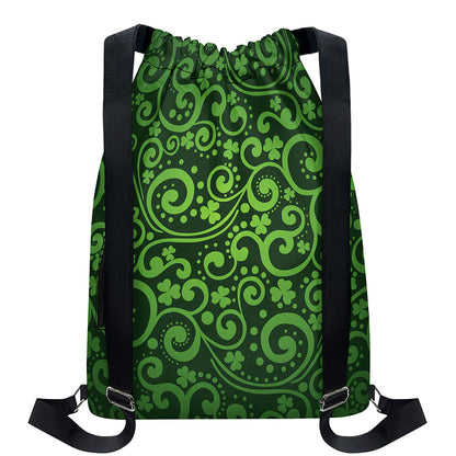 Green Irish Saint Patrick's Day Print Drawstring Backpack