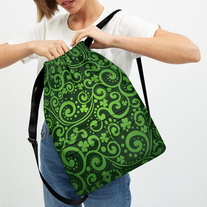 Green Irish Saint Patrick's Day Print Drawstring Backpack