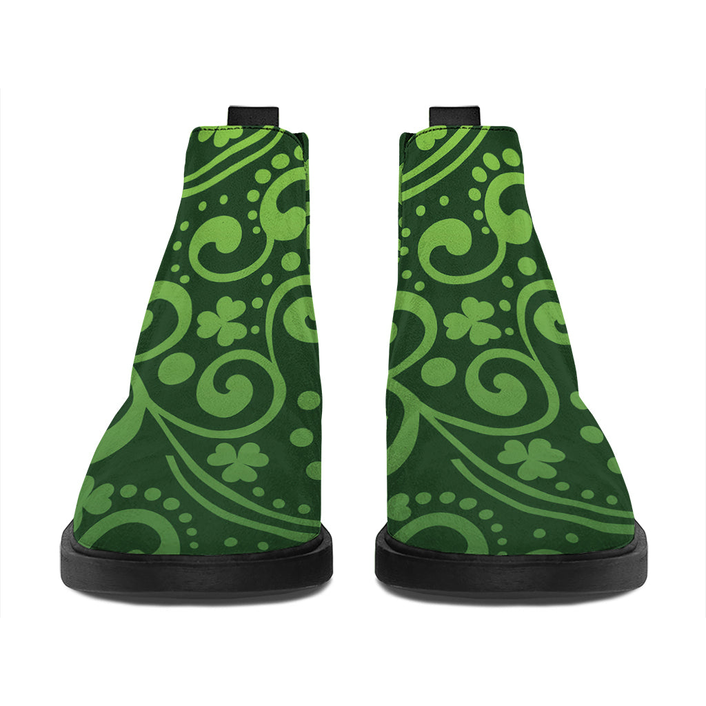 Green Irish Saint Patrick's Day Print Flat Ankle Boots