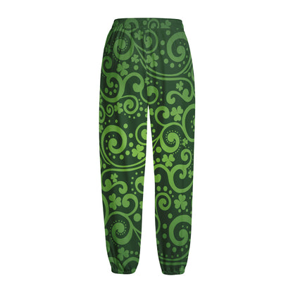 Green Irish Saint Patrick's Day Print Fleece Lined Knit Pants