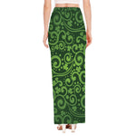 Green Irish Saint Patrick's Day Print High Slit Maxi Skirt