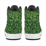 Green Irish Saint Patrick's Day Print High Top Leather Sneakers