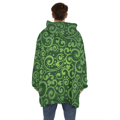 Green Irish Saint Patrick's Day Print Hoodie Blanket