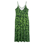 Green Irish Saint Patrick's Day Print Jersey Midi Cami Dress