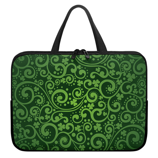 Green Irish Saint Patrick's Day Print Laptop Sleeve With Handle