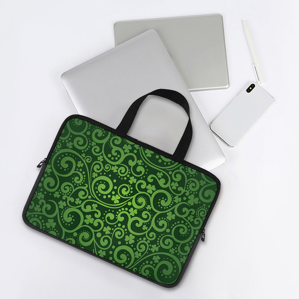 Green Irish Saint Patrick's Day Print Laptop Sleeve With Handle