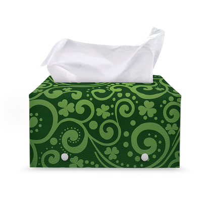 Green Irish Saint Patrick's Day Print Leather Tissue Box Cover