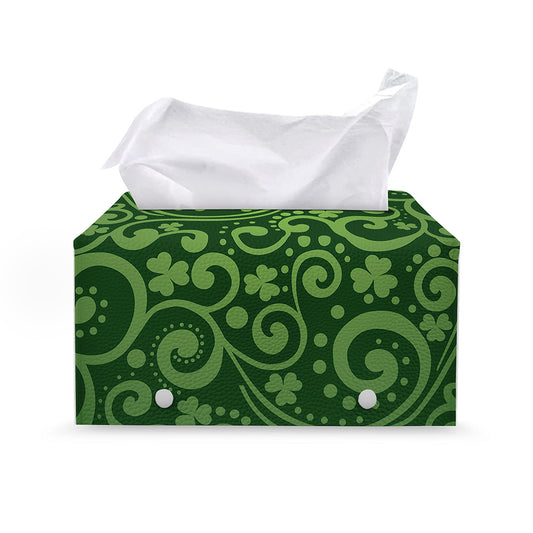 Green Irish Saint Patrick's Day Print Leather Tissue Box Cover