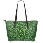 Green Irish Saint Patrick's Day Print Leather Tote Bag