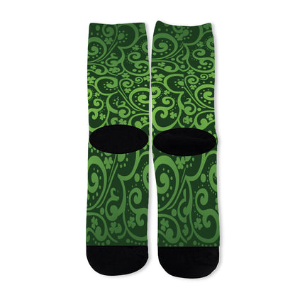 Green Irish Saint Patrick's Day Print Long Socks