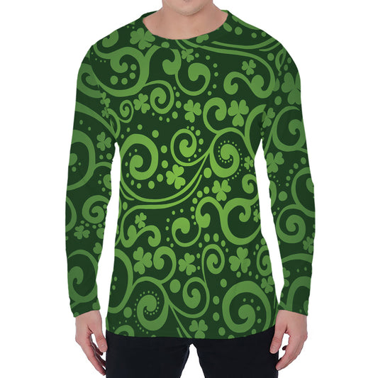 Green Irish Saint Patrick's Day Print Men's Long Sleeve T-Shirt