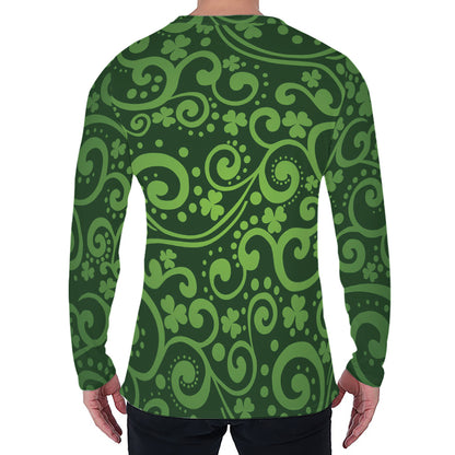 Green Irish Saint Patrick's Day Print Men's Long Sleeve T-Shirt
