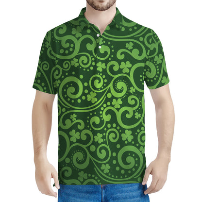 Green Irish Saint Patrick's Day Print Men's Polo Shirt
